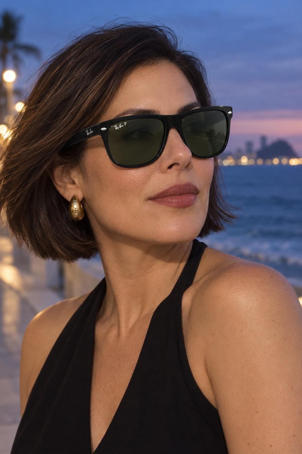 Ray-Ban RB4147 Negro · Verde G-15 polarizado en rostro (imagen ilustrativa)