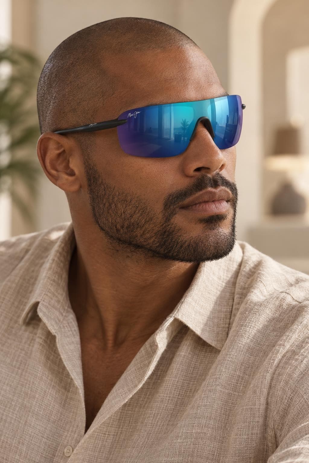 Maui Jim Palulu Negro mate · Azul espejo en rostro (imagen ilustrativa)