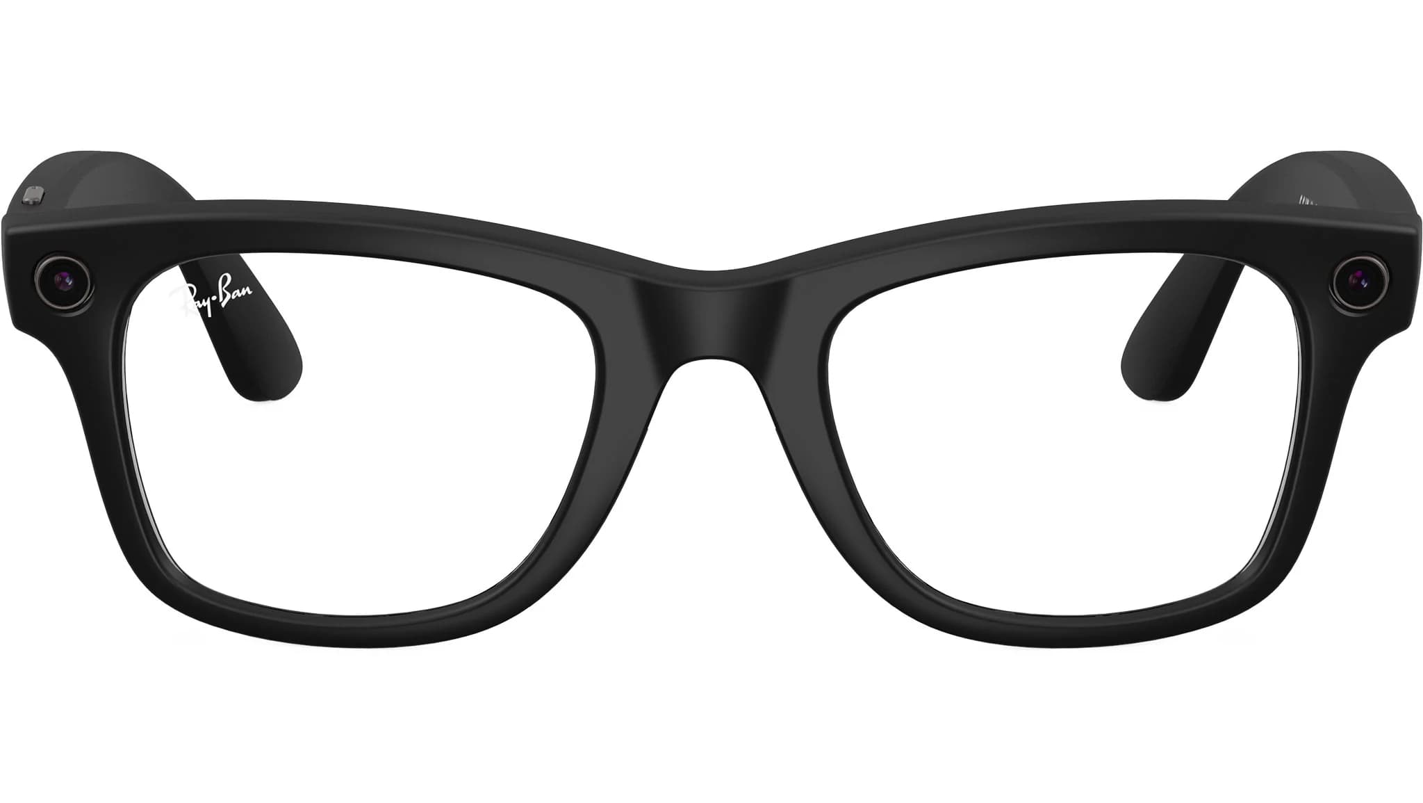 Ray-Ban Meta Wayfarer RW4012 negro mate con micas transparentes, vista frontal