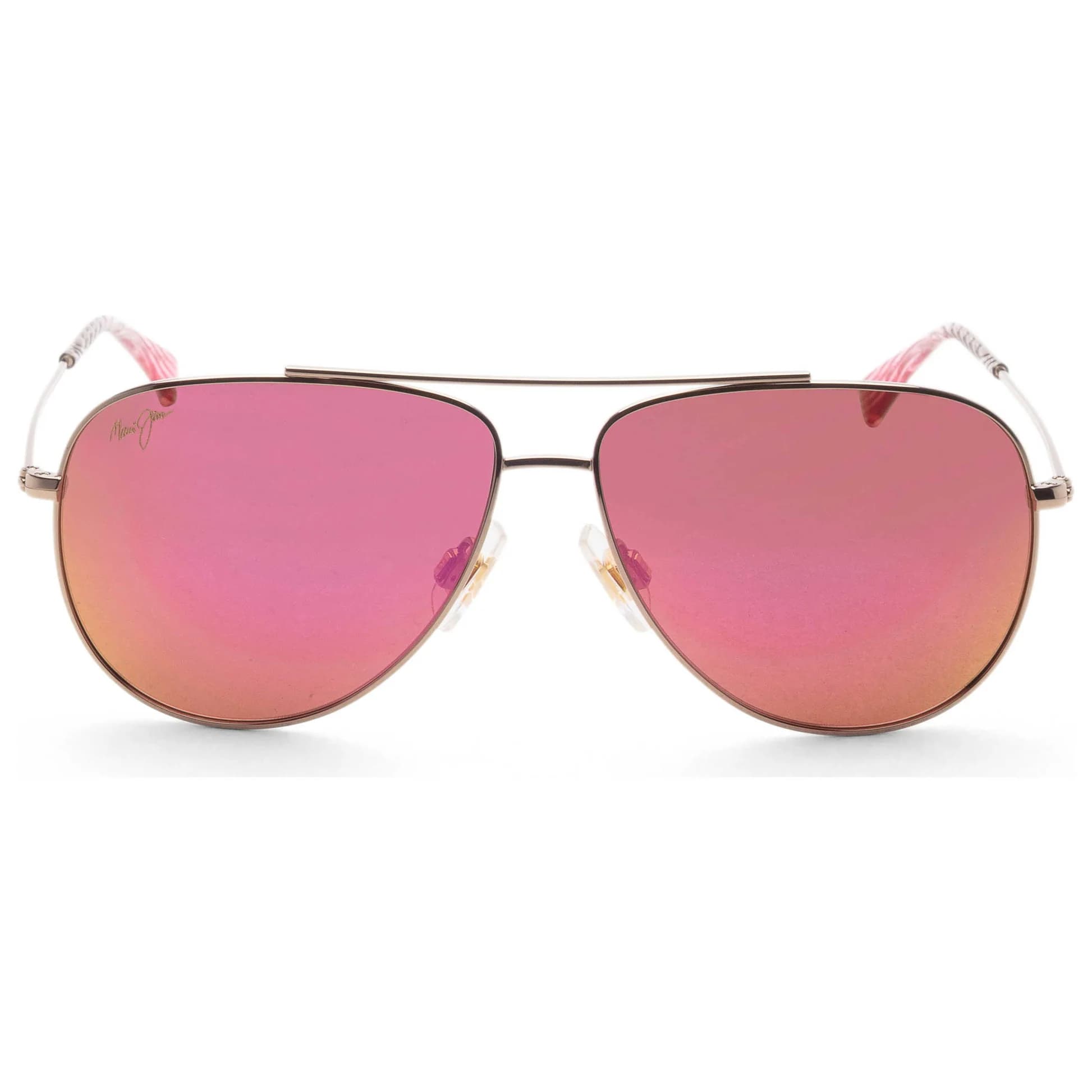 Lentes de sol Maui Jim MJ0589S aviador oro rosado con mica rosa espejo, vista de frente