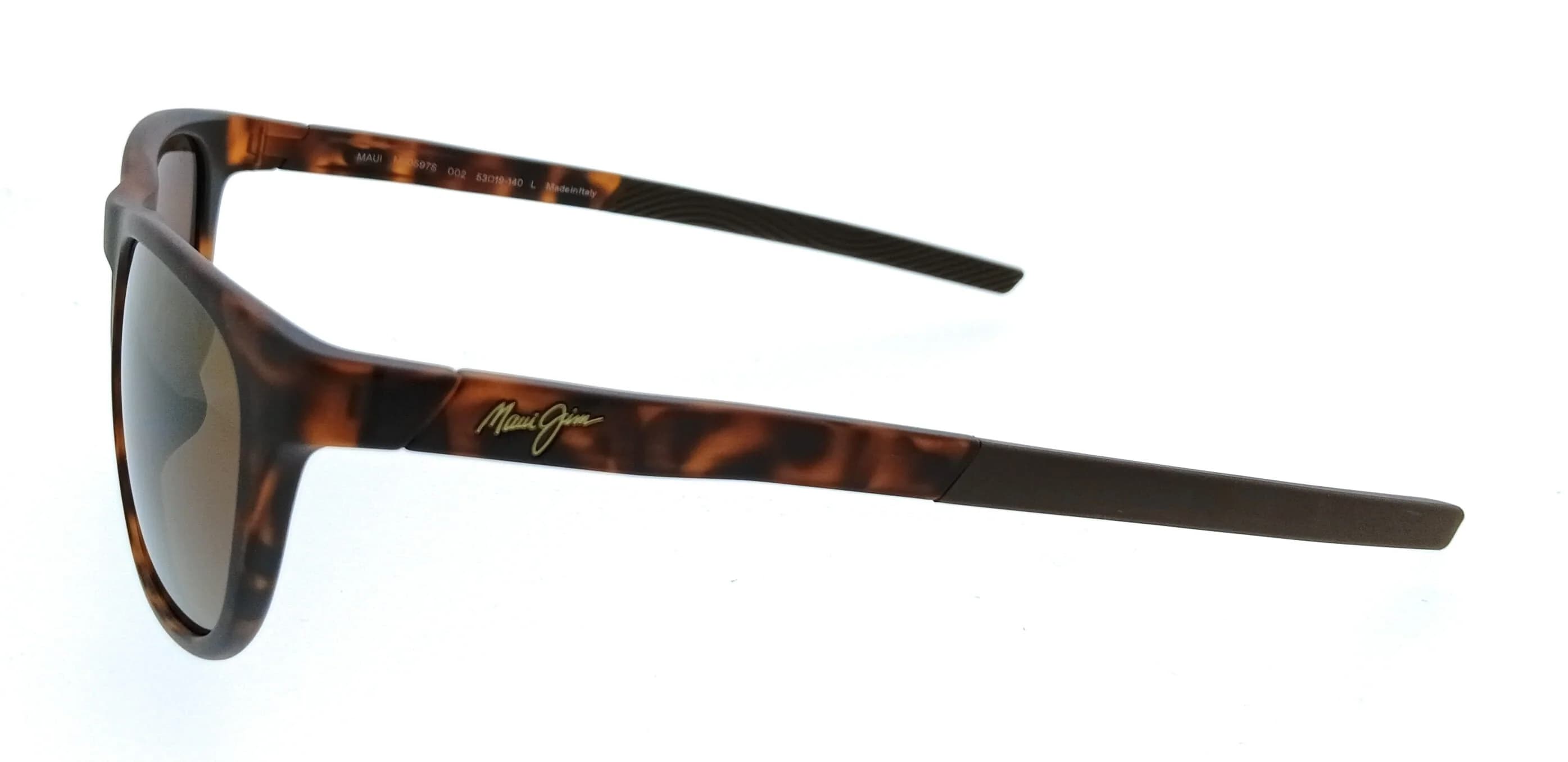 Lentes de sol Maui Jim MJ0597S en carey mate con micas bronce, vista lateral