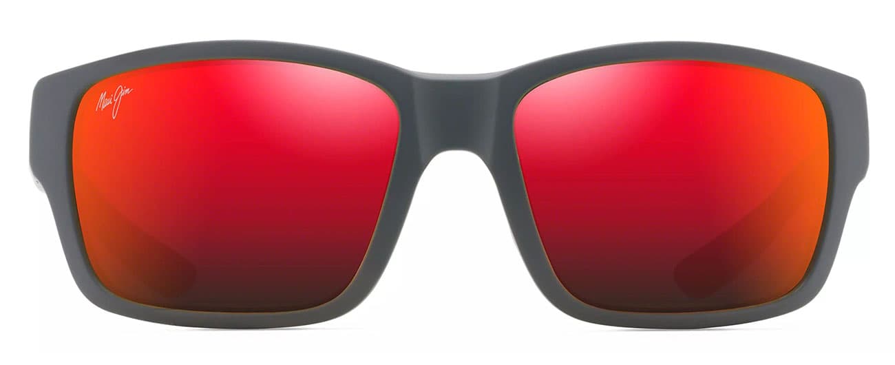 Lentes de sol Maui Jim Mangroves MJ0604S gris mate con mica Hawaii Lava espejo, vista de frente