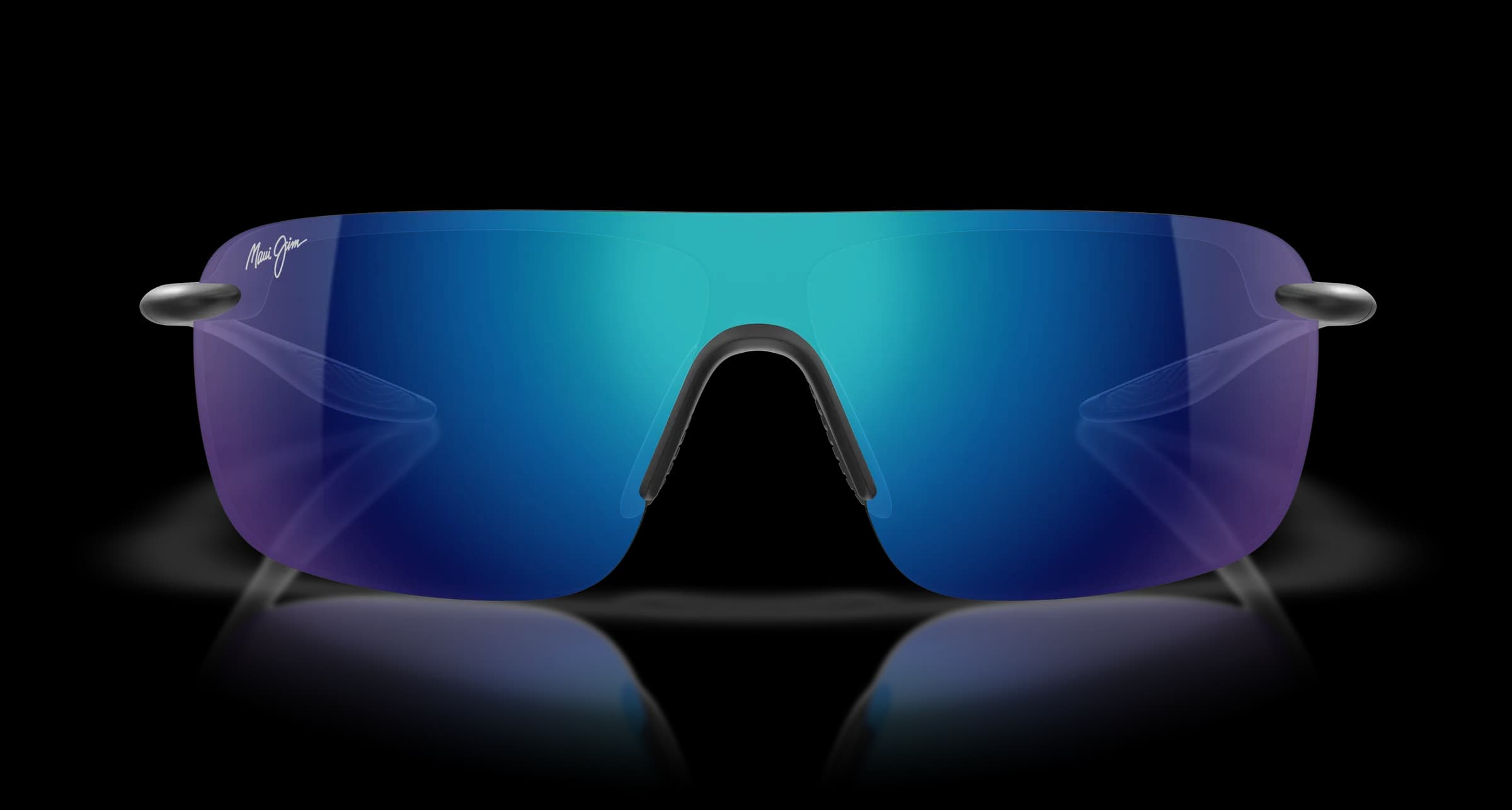 Lentes de sol Maui Jim MJ0680S negro mate con mica azul espejo, vista de frente