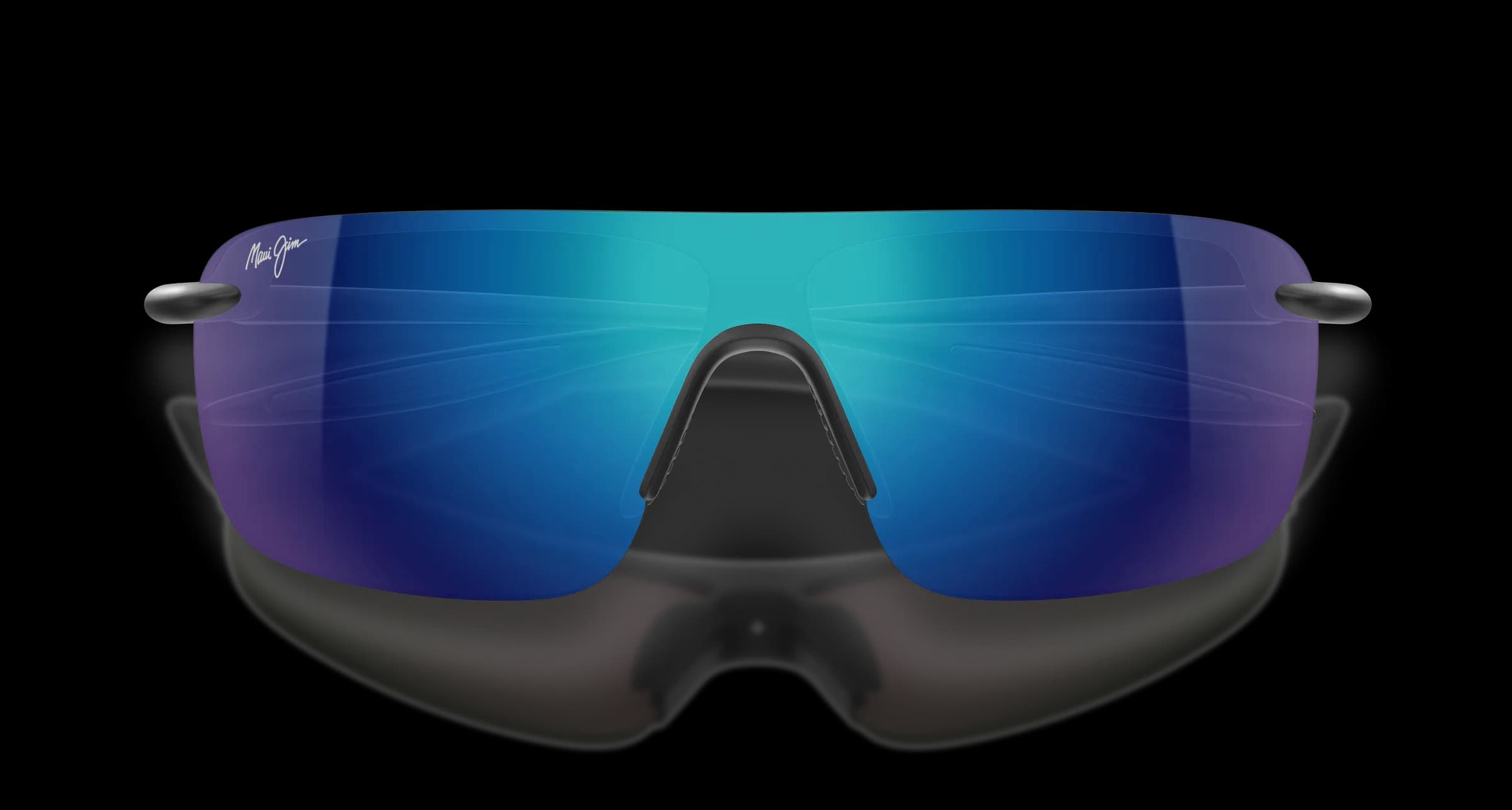 Lentes de sol Maui Jim MJ0680S negro mate con mica azul espejo, vista plegados