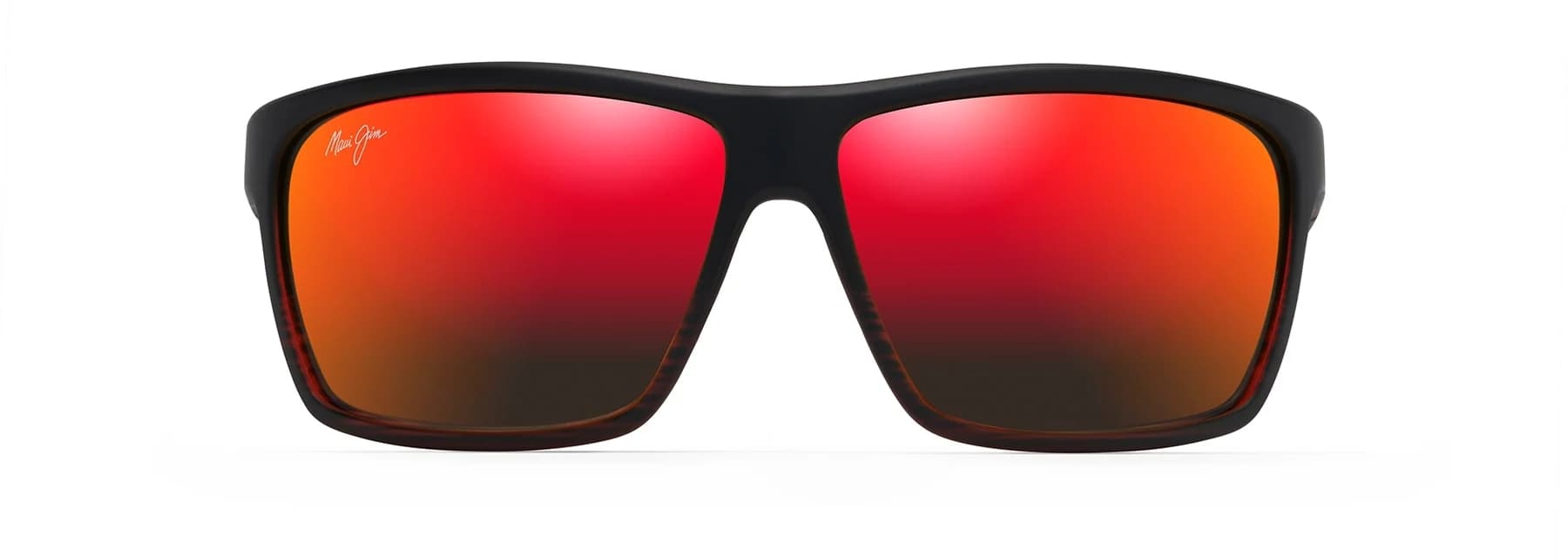 Lentes de sol Maui Jim Alenuihaha MJ0839S en negro mate y rojo con mica espejo Hawaii Lava, vista de frente