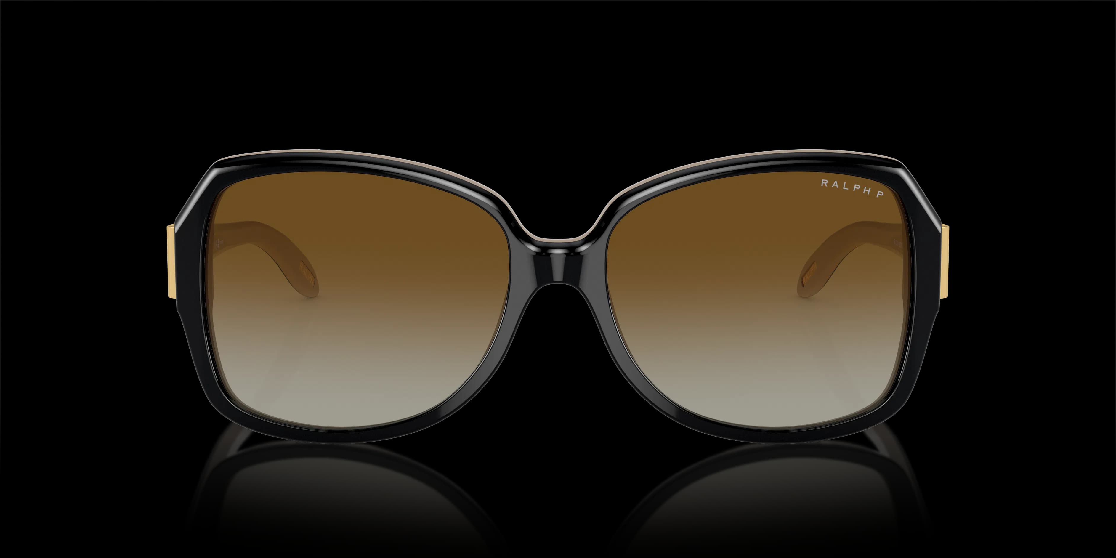 Lentes de sol Ralph RA5138 negro con beige y mica café degradada polarizada, vista frontal