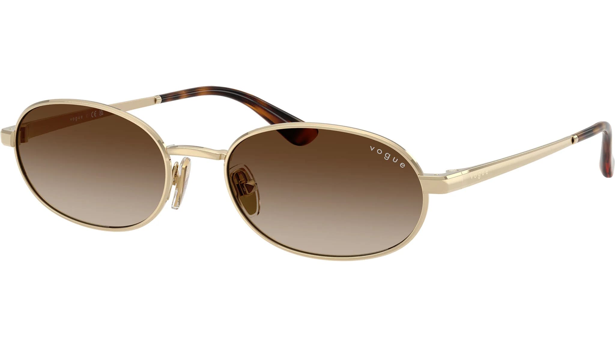 Lentes de sol Vogue VO4353S oro pálido con mica café degradada, vista 3/4