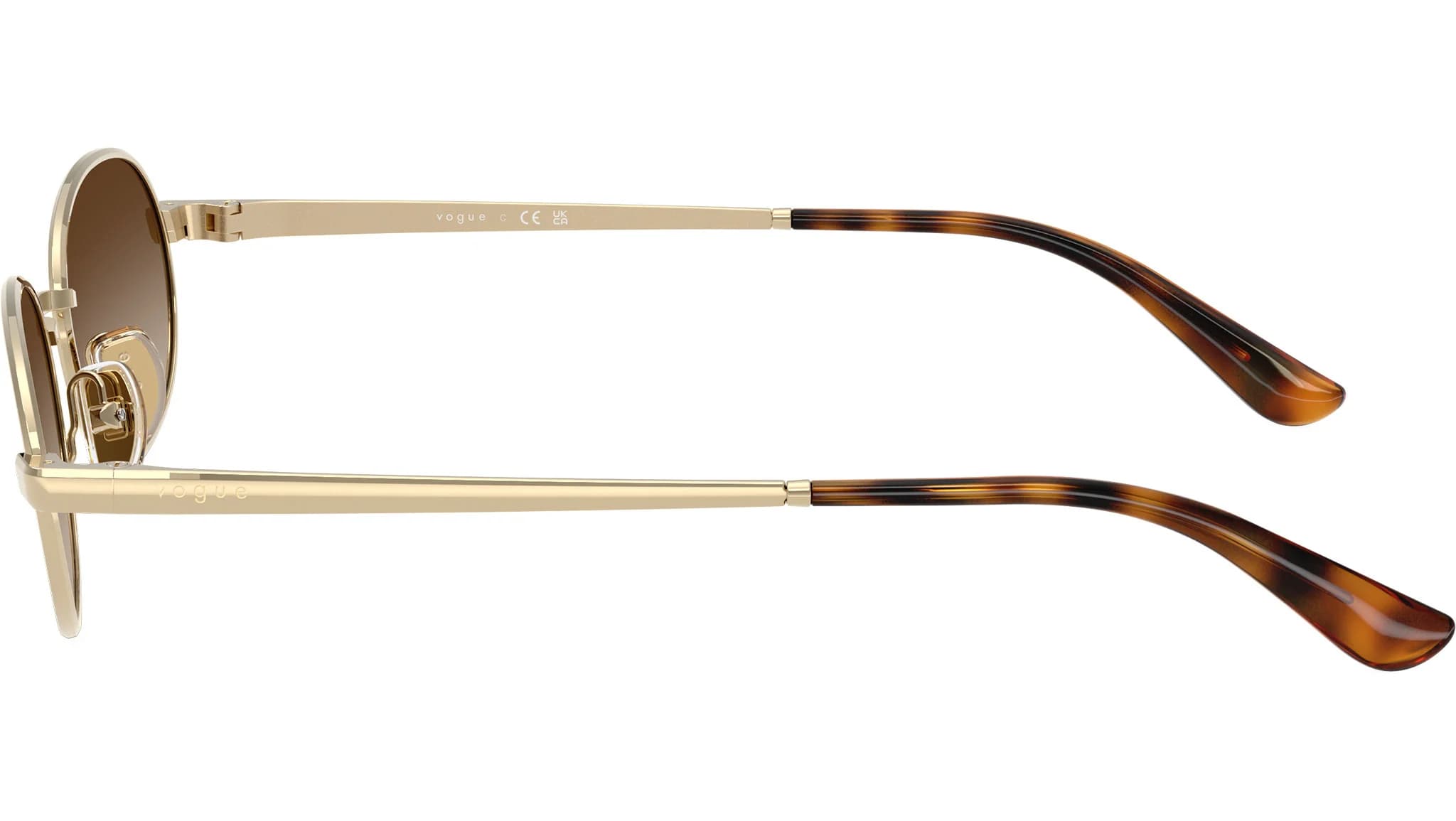 Lentes de sol Vogue VO4353S oro pálido con mica café degradada, vista lateral