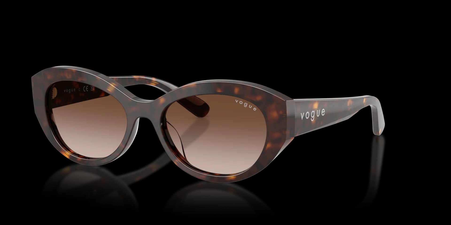 Lentes de sol Vogue VO5659SU carey oscuro con micas café degradadas, vista 3/4 desde el lado izquierdo