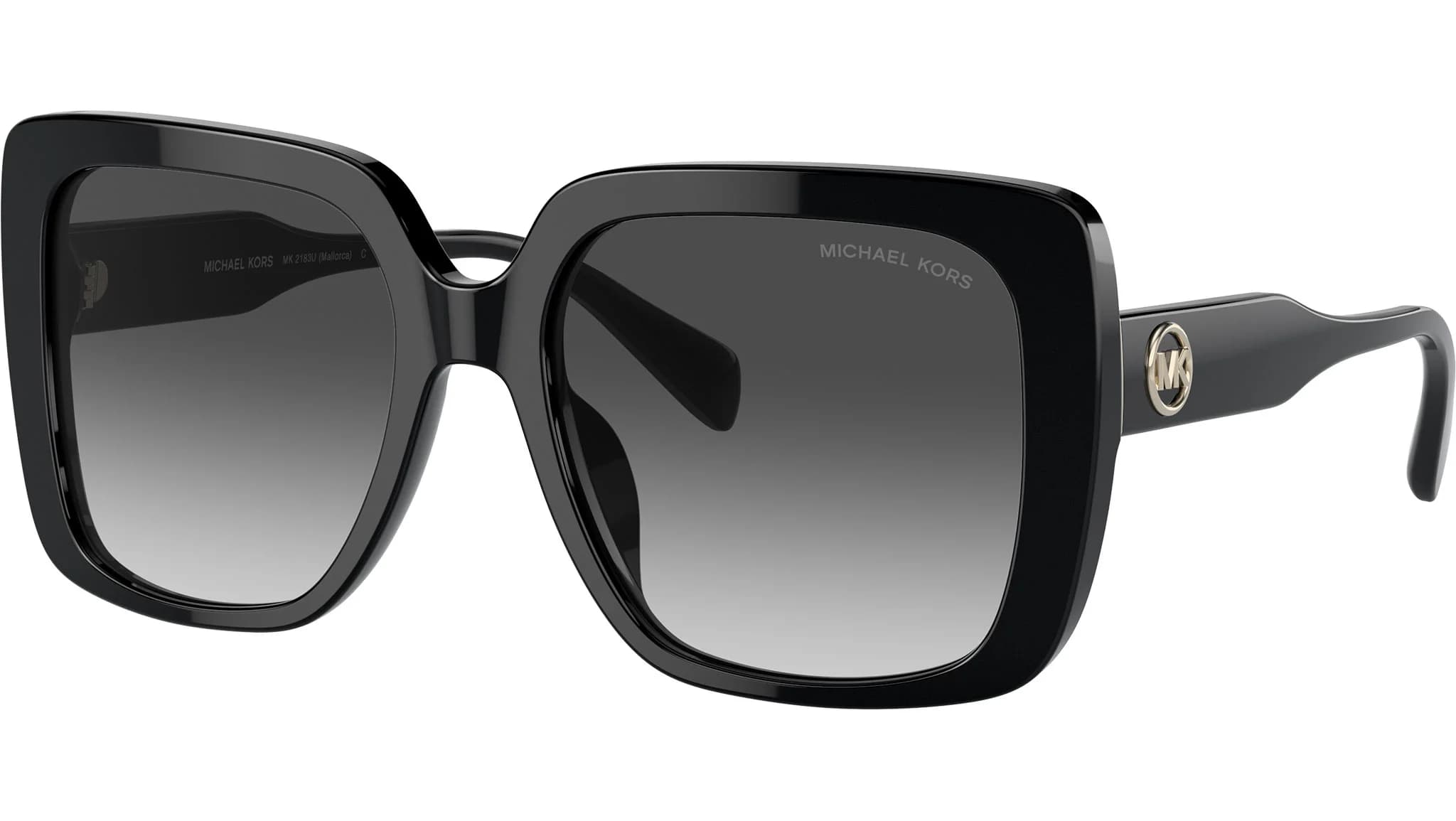 Lentes de sol Michael Kors Mallorca MK2183U Negro · Gris degradado, vista 3/4