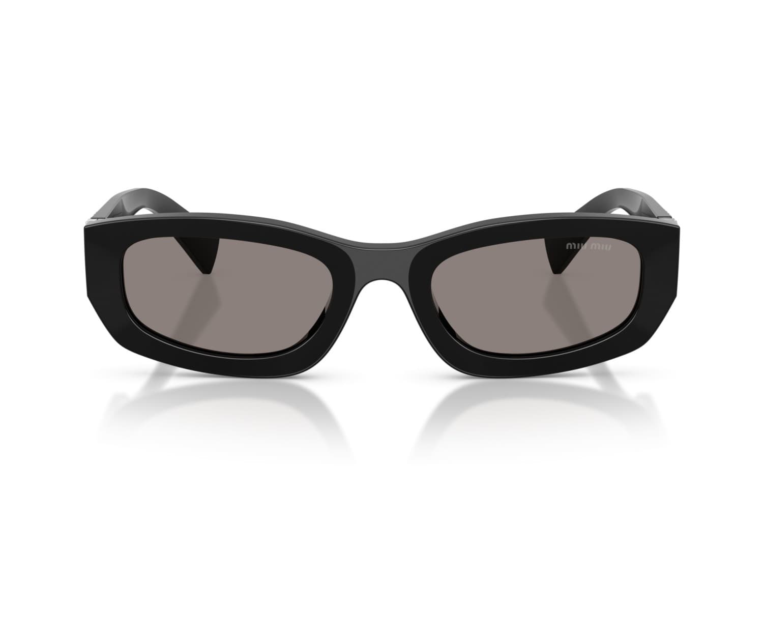 Lentes de sol Miu Miu MU B04S, armazón negro con mica gris, vista frente