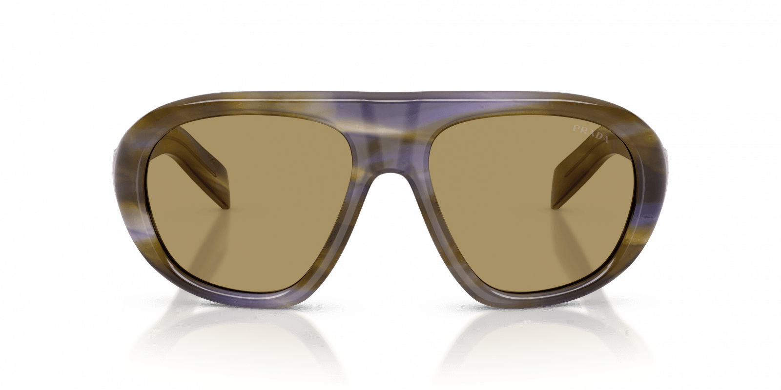 Prada PR C05S en acetato carey oliva y lila con micas café, vista frontal