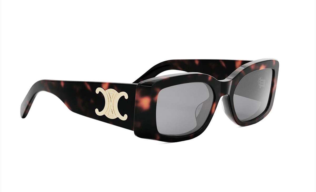 Lentes de sol Celine Triomphe CL40282U carey oscuro con mica gris, vista 3/4 derecha