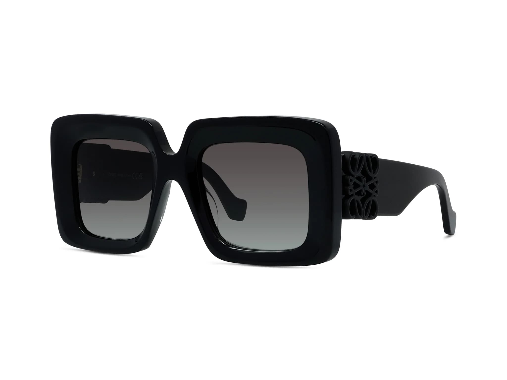 Lentes de sol Loewe Anagram LW40176U negro con mica gris degradada, vista 3/4