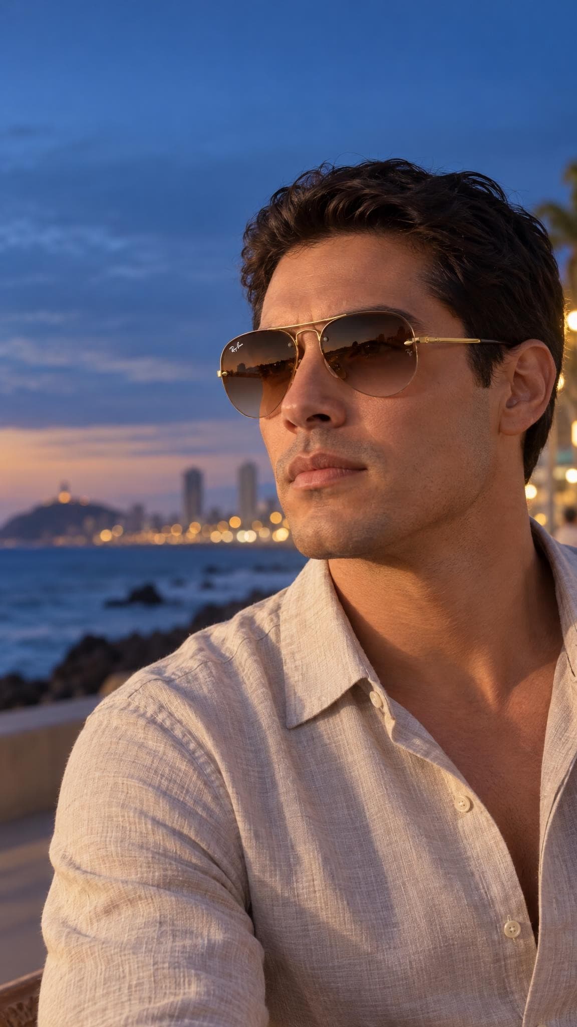 Hombre con lentes Ray-Ban RB3449 (imagen ilustrativa)