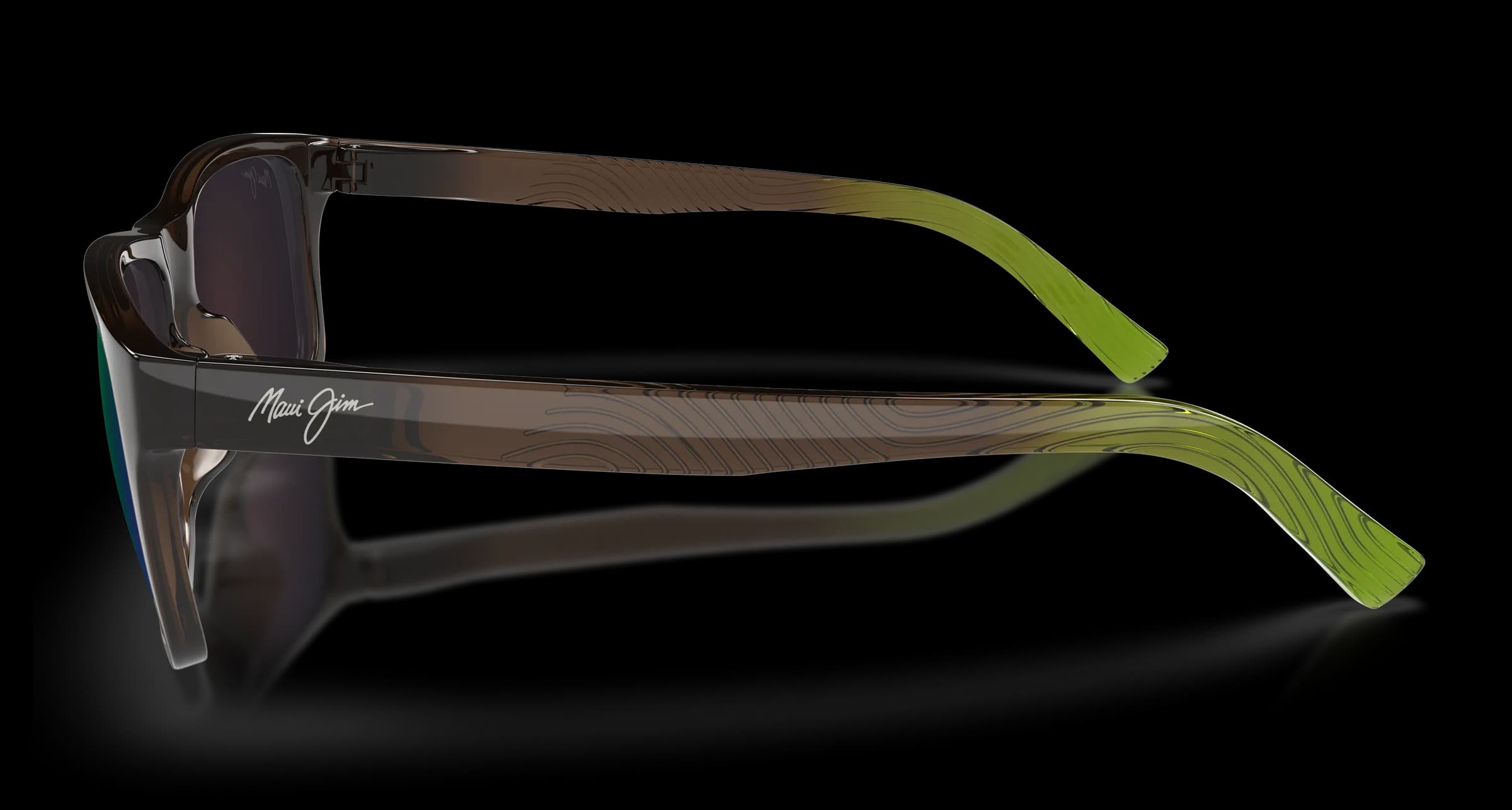 Lentes de sol Maui Jim MJ0345S café y verde lima, vista lateral