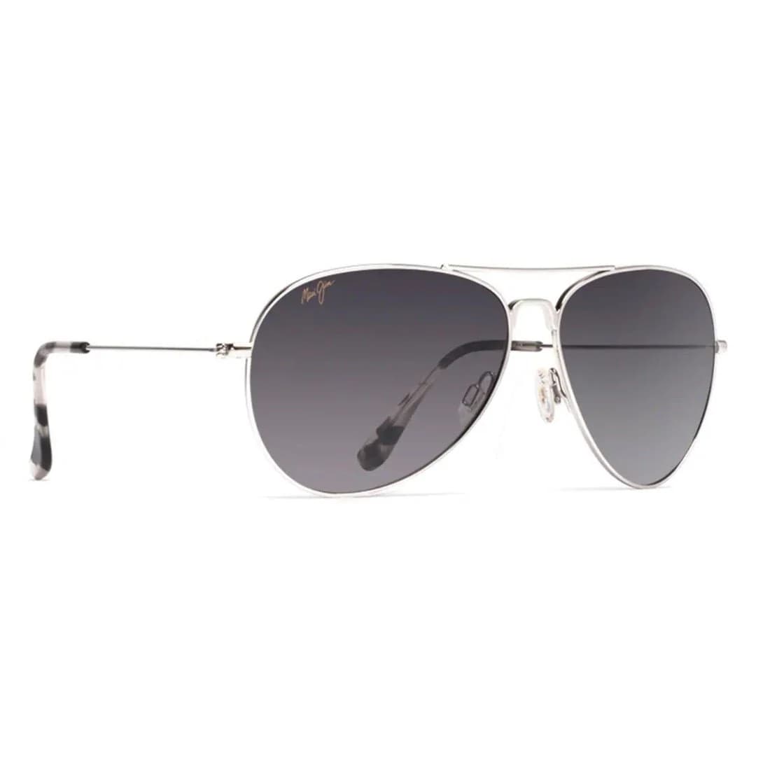 Maui Jim Mavericks MJ0264S plata con mica gris degradada, vista 3/4