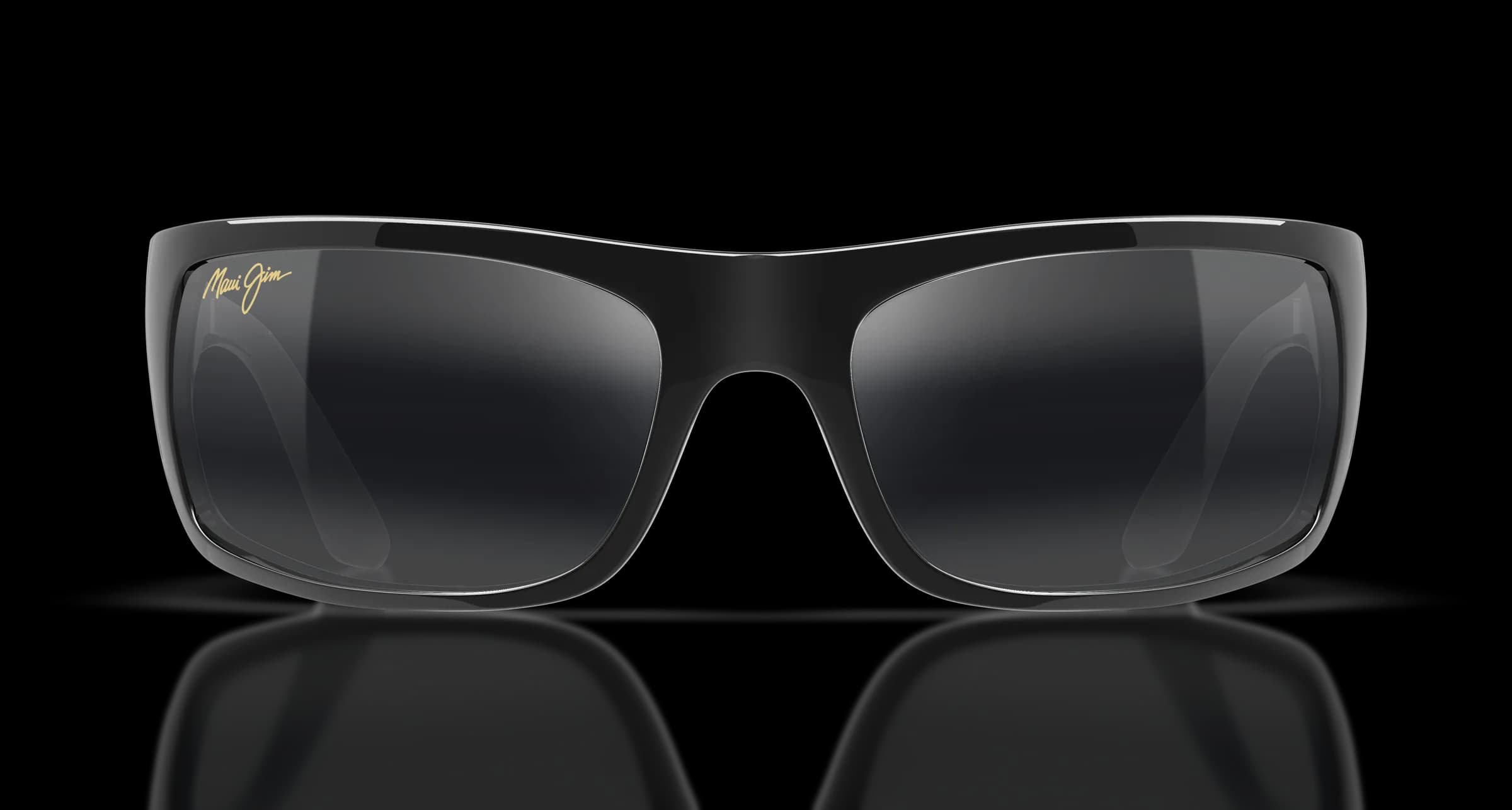Lentes de sol Maui Jim Peahi MJ0202S negro brillante con mica gris, vista frontal
