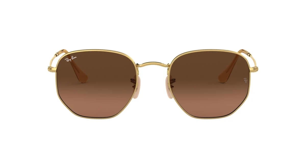 Ray-Ban Hexagonal Flat Lenses RB3548N oro con mica café degradada, vista frente