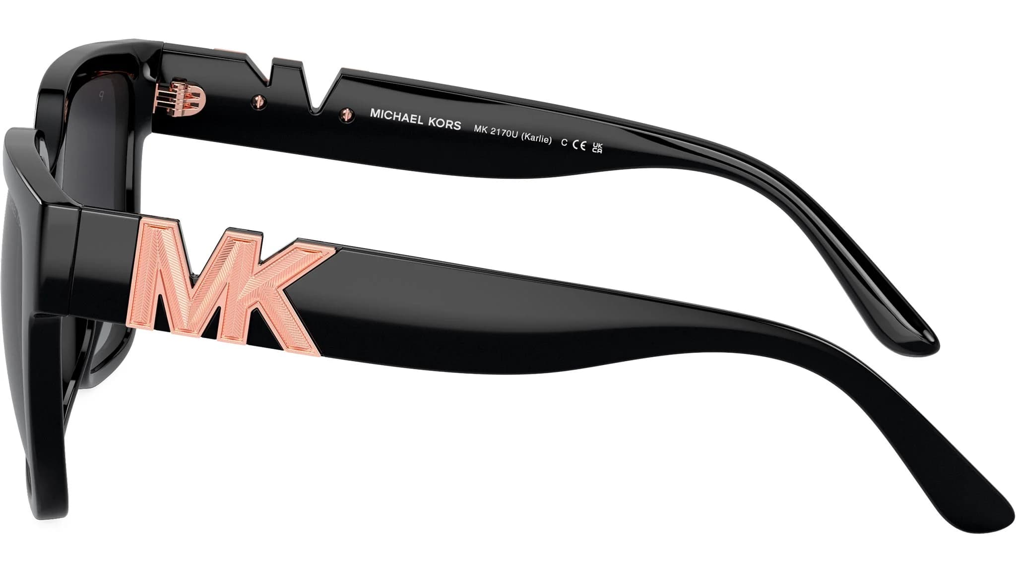 Michael Kors Karlie MK2170U negro con logo MK oro rosa, vista lateral