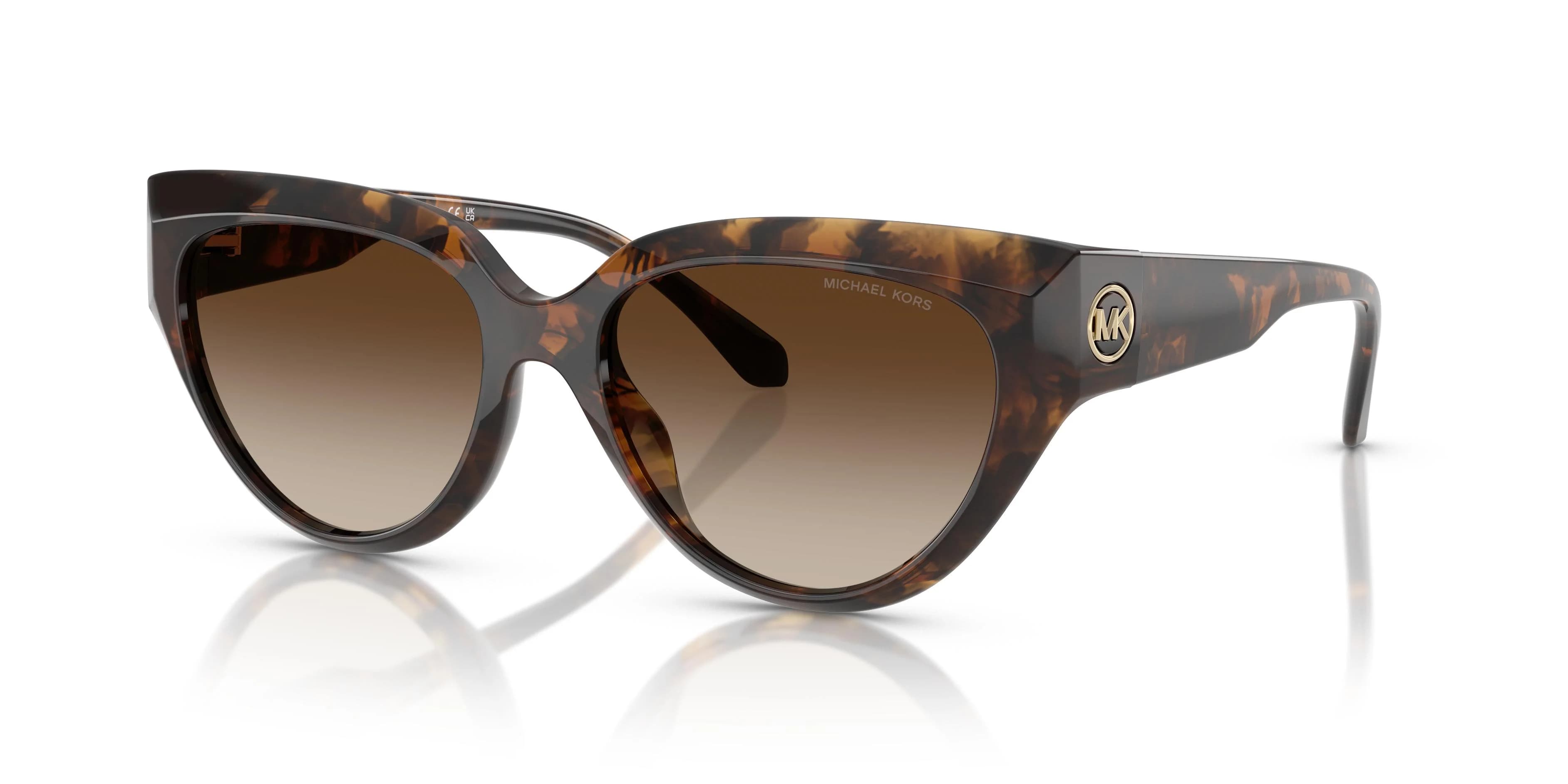 Lentes de sol Michael Kors Boca Raton MK2241U carey oscuro con mica café degradada, vista 3/4