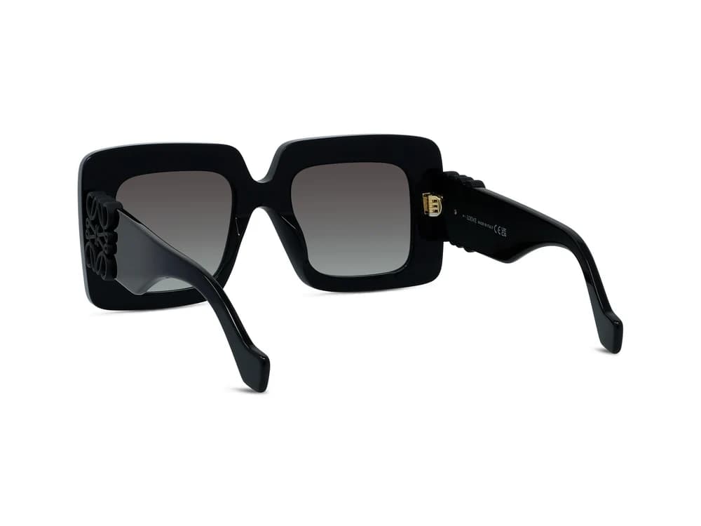 Lentes de sol Loewe Anagram LW40176U negro con mica gris degradada, vista trasera