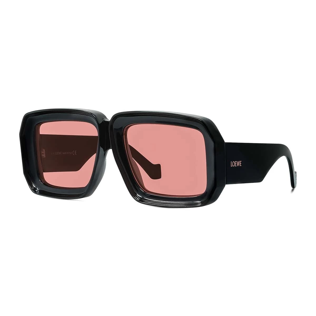 Lentes de sol Loewe Dive in Mask LW40064U negro con mica rosa, vista 3/4